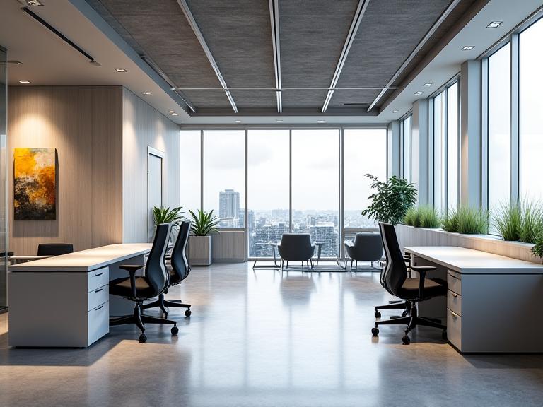 Sleek, modern commercial office space with minimalist design