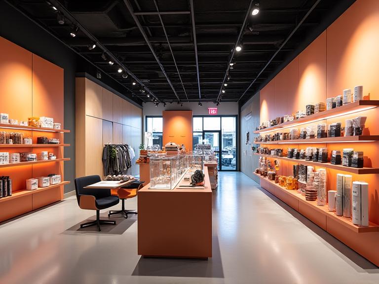 Modern retail store interior with creative product displays